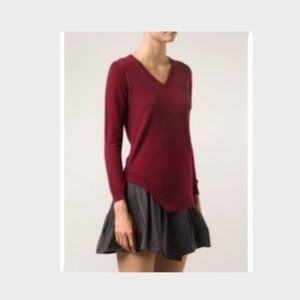 Carven burgundy and black knit sweater dress